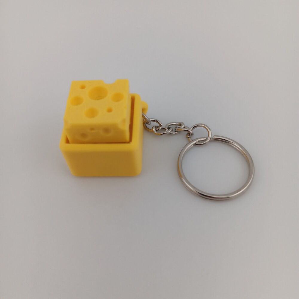 3D Printed Clicker Sensory Fidget Toy Keychain - Cheese - 1"
